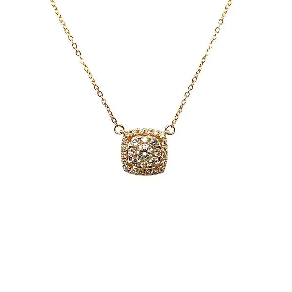 14 Karat Yellow Gold Cluster Diamond Necklace Toner Jewelers Overland Park, KS