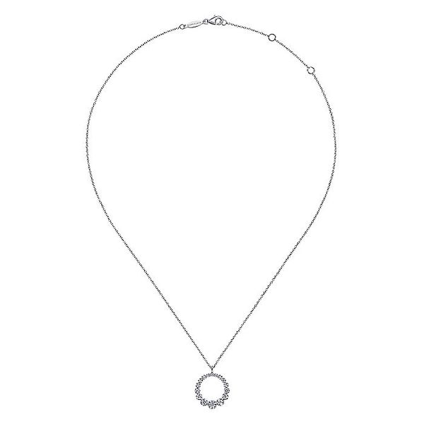 Gabriel & Co. 14K White Gold Diamond Circle Pendant Necklace Image 2 Toner Jewelers Overland Park, KS