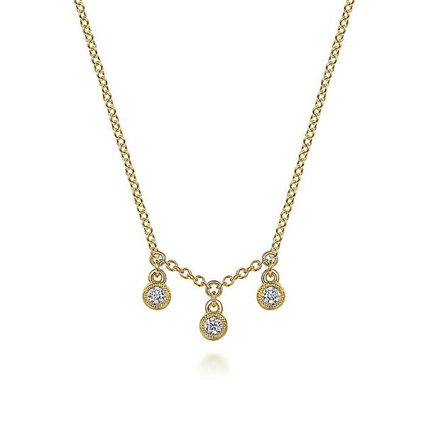 Gabriel & Co. 14K Yellow Gold Diamond DropNecklace Toner Jewelers Overland Park, KS