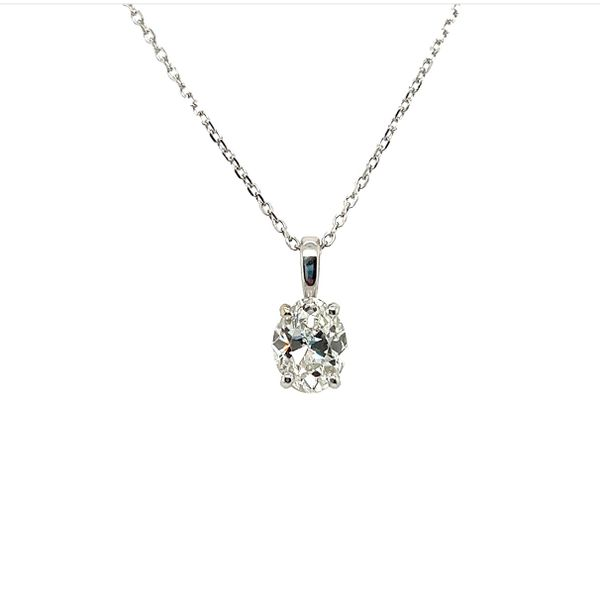 14 Karat White Gold .96ct Oval Diamond Solitaire Necklace Toner Jewelers Overland Park, KS