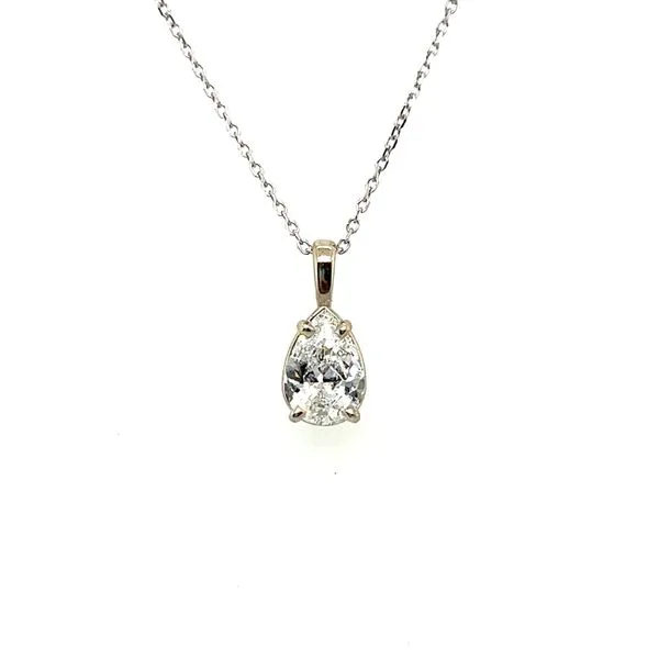 14 Karat White Gold .92ct Pear Diamond Solitaire Necklace Toner Jewelers Overland Park, KS