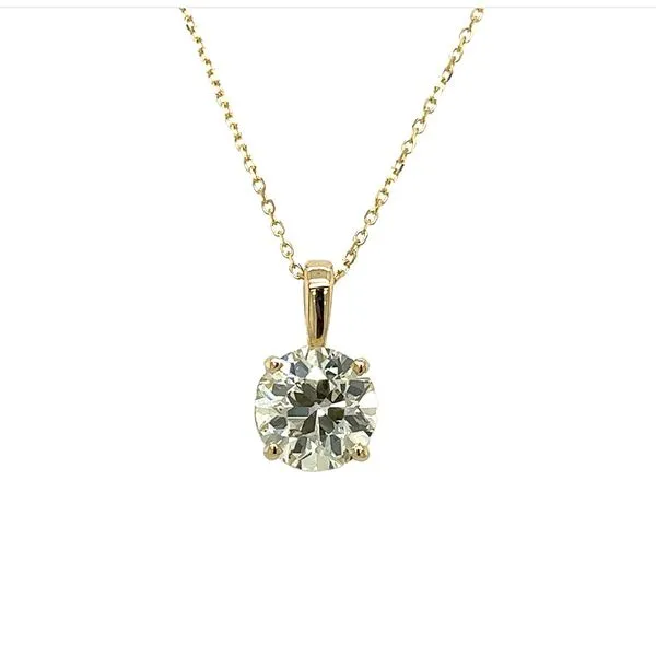 14 Karat Yellow Gold 2.17ct Round Diamond Solitaire Necklace Toner Jewelers Overland Park, KS