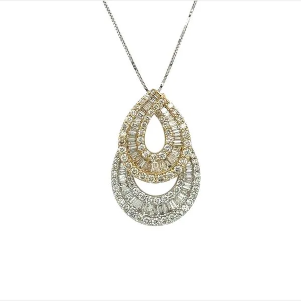 14 Karat White and Yellow Gold Diamond Pendant Necklace Toner Jewelers Overland Park, KS