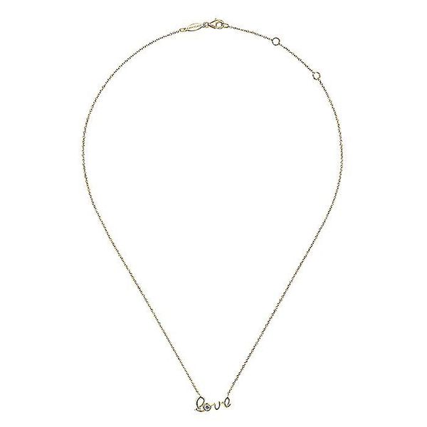Gabriel & Co. 14K Yellow Gold Diamond Love Necklace Image 2 Toner Jewelers Overland Park, KS