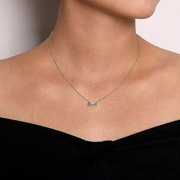 Gabriel & Co. 14K Yellow Gold Diamond Love Necklace Image 3 Toner Jewelers Overland Park, KS