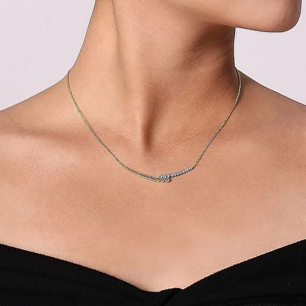 Gabriel & Co. 14K Gold Diamond Bujukan Bar Necklace Image 3 Toner Jewelers Overland Park, KS