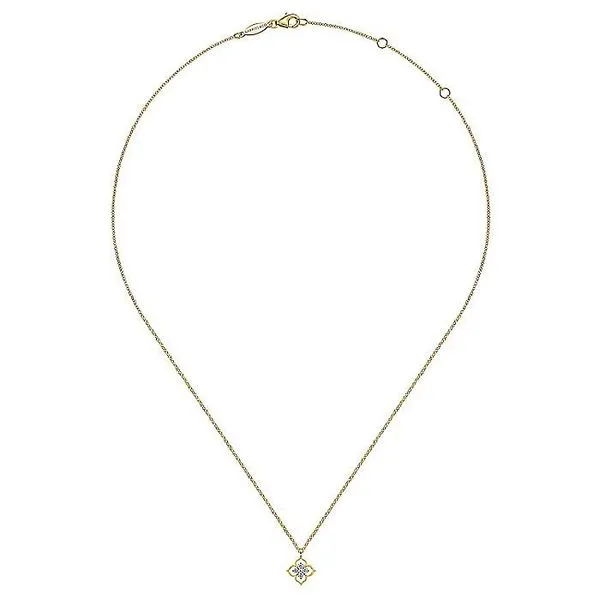 Gabriel & Co.14K Gold Floral Diamond Pendant Necklace Image 2 Toner Jewelers Overland Park, KS