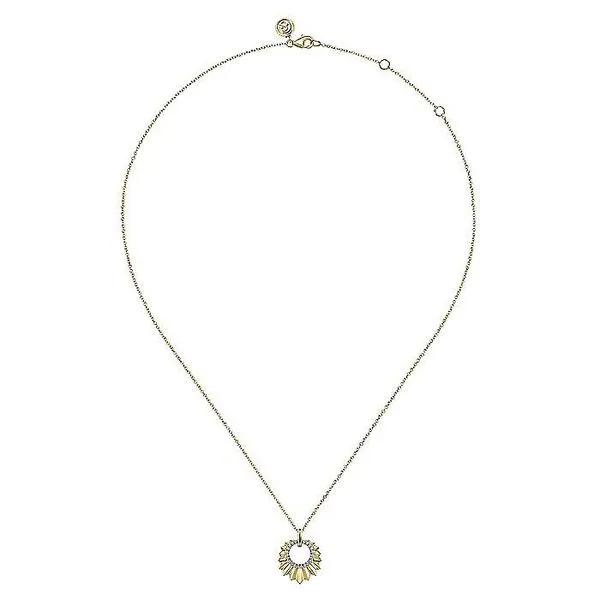 Gabriel & Co. 14K Yellow Gold Diamond Pendant Necklace Image 2 Toner Jewelers Overland Park, KS