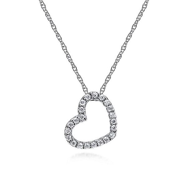 Gabriel & Co. 14K White Gold Diamond Heart Necklace Toner Jewelers Overland Park, KS