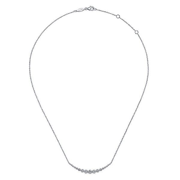 Gabriel & Co. 14K White Gold Diamond Curved Bar Necklace Image 2 Toner Jewelers Overland Park, KS