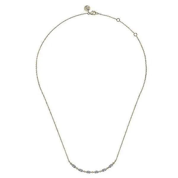 Gabriel & Co. 14K Yellow Gold Curved Diamond Bar Necklace Image 2 Toner Jewelers Overland Park, KS