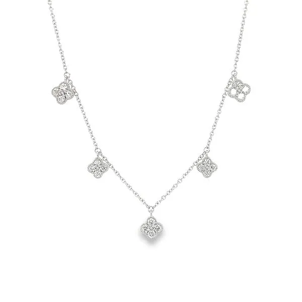 14 Karat White Gold Diamond Clover Drop Necklace Toner Jewelers Overland Park, KS