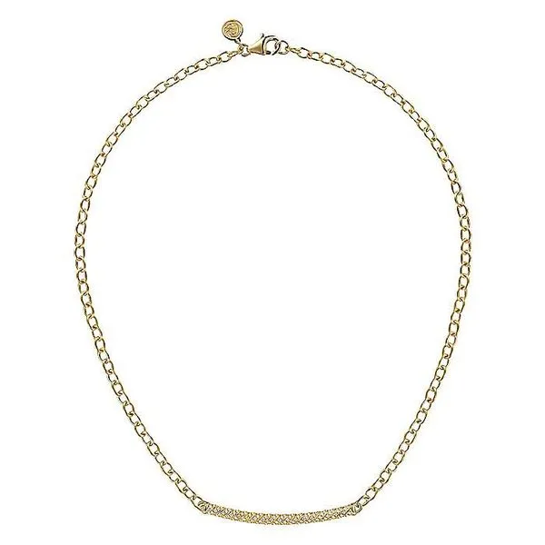 Gabriel & Co. 14K Yellow Gold Rope Diamond Bar Necklace Image 2 Toner Jewelers Overland Park, KS
