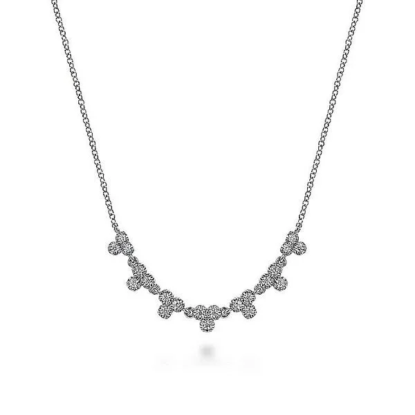 Gabriel & Co. 14K White Gold Diamond Droplet Necklace Toner Jewelers Overland Park, KS