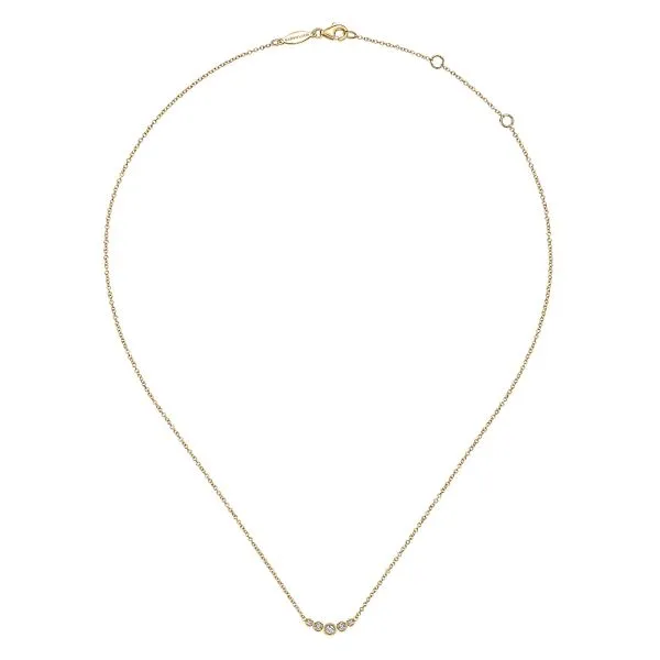 Gabriel & Co. 14k Yellow Gold Curved Diamond Bar Necklace Image 2 Toner Jewelers Overland Park, KS