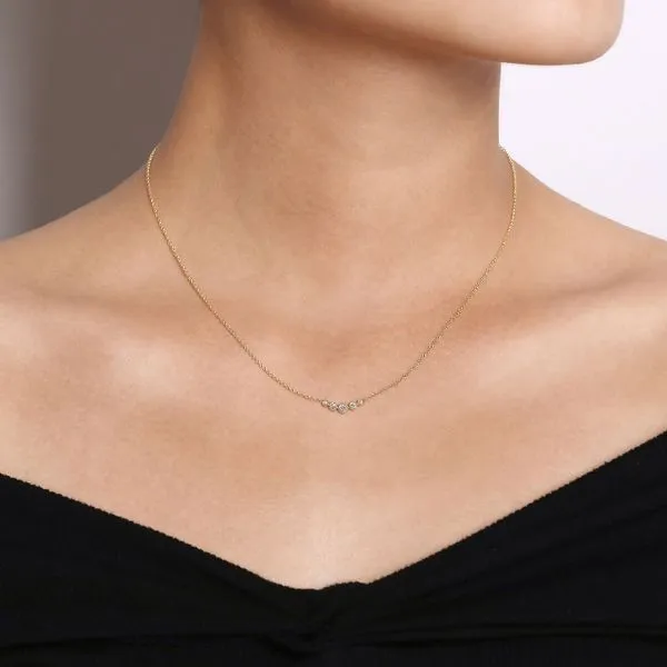 Gabriel & Co. 14k Yellow Gold Curved Diamond Bar Necklace Image 3 Toner Jewelers Overland Park, KS