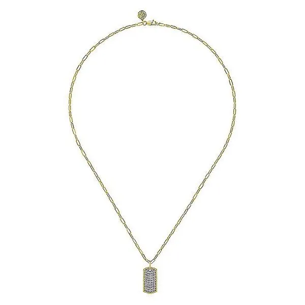 Gabriel & Co. 14K Yellow Gold Diamond Dog Tag Necklace Image 3 Toner Jewelers Overland Park, KS