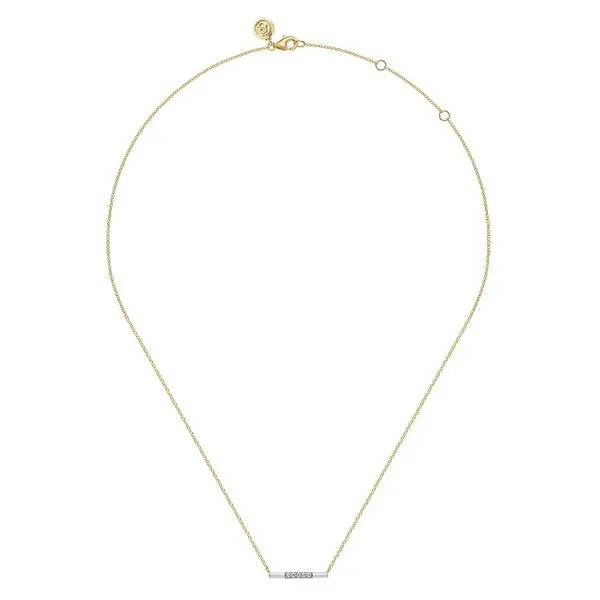 Gabriel & Co.14 Karat Yellow Gold White Enamel Bar Image 2 Toner Jewelers Overland Park, KS