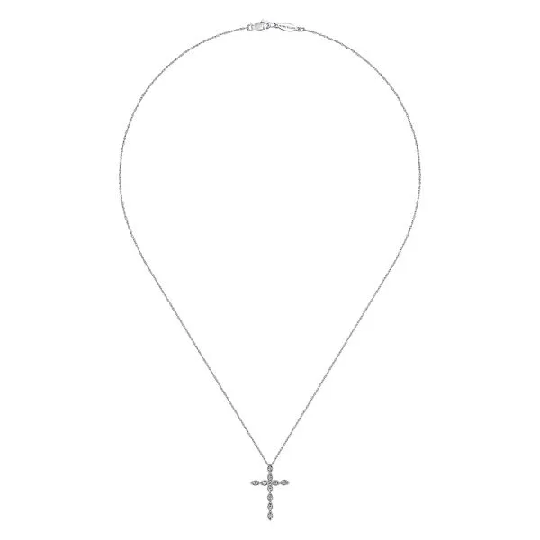 Gabriel & Co. 14 Karat White Gold Round Diamonds and Diamond Necklace Image 3 Toner Jewelers Overland Park, KS