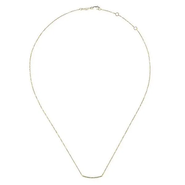 Gabriel & Co. 14K Yellow Gold Diamond Pavé Curved Bar Necklace Image 2 Toner Jewelers Overland Park, KS