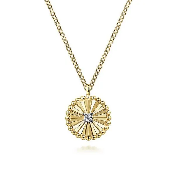 Gabriel & Co. 14 Karat Yellow Gold Bujukan Diamond Necklace Toner Jewelers Overland Park, KS