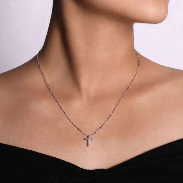 Gabriel & Co. 14 Karat White Gold Cross Diamond Necklace Image 2 Toner Jewelers Overland Park, KS