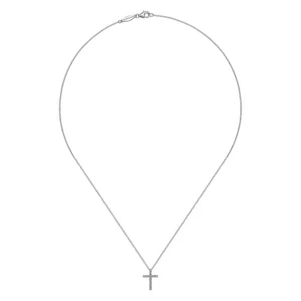 Gabriel & Co. 14 Karat White Gold Cross Diamond Necklace Image 3 Toner Jewelers Overland Park, KS