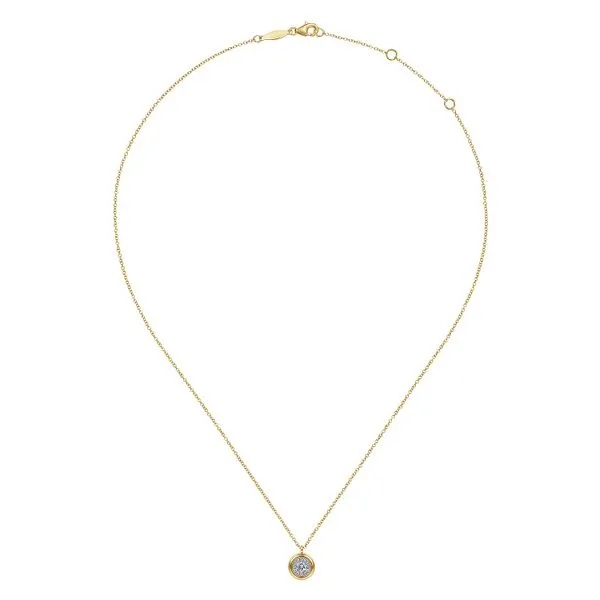 14 Karat Yellow Gold Round Diamonds and Diamond Necklace Image 3 Toner Jewelers Overland Park, KS