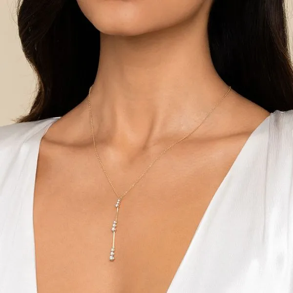 Gabriel & Co. 14k Yellow Gold Graduated Diamond Station Drop Necklace Image 2 Toner Jewelers Overland Park, KS