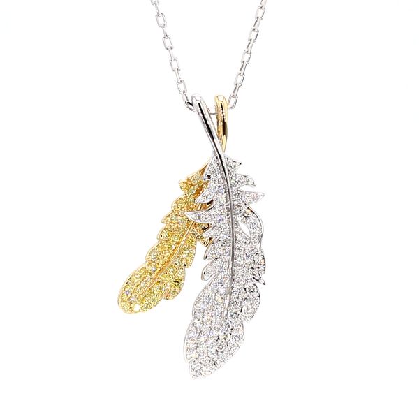 18k Two Tone Diamond Feather Necklace Toner Jewelers Overland Park, KS