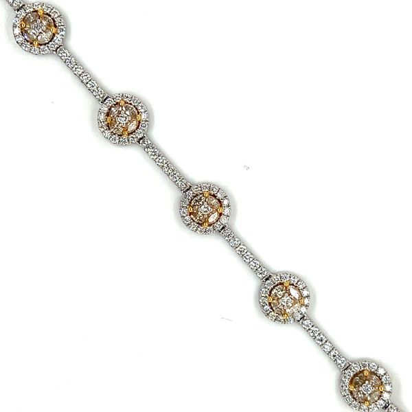 18 Karat White and Yellow Gold Diamond Tennis Bracelet Toner Jewelers Overland Park, KS