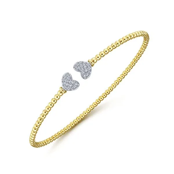 Gabriel & Co. 14K Yellow Gold Bujukan Diamond Heart Split Bangle Image 2 Toner Jewelers Overland Park, KS
