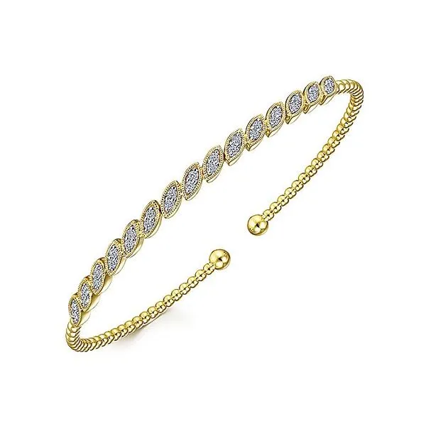 Gabriel & Co. 14K Yellow Gold Bujukan Diamond Marquise Stations Bracelet Image 2 Toner Jewelers Overland Park, KS