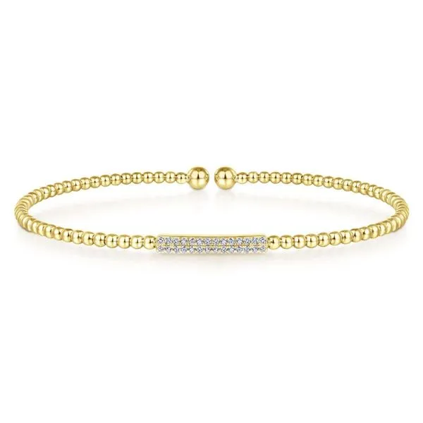 Gabriel & Co. 14K Yellow Gold Bujukan Diamond Bar Bangle Toner Jewelers Overland Park, KS
