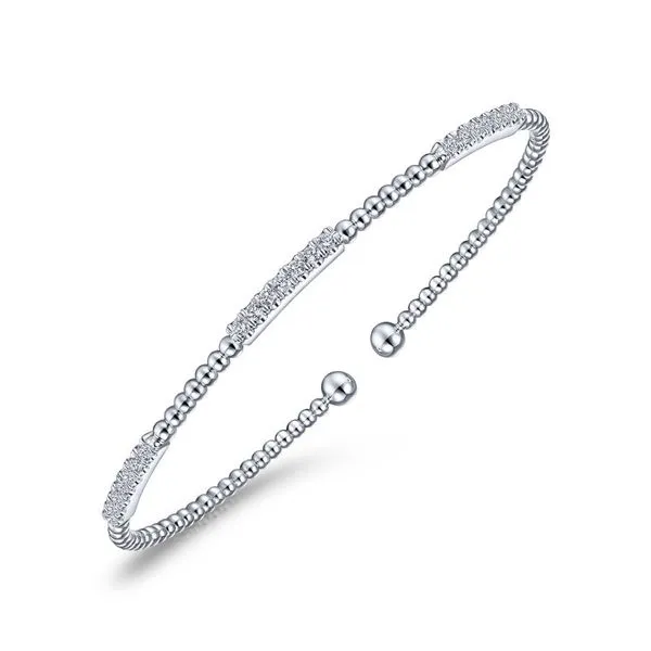 Gabriel & Co. 14K White Gold Bujukan Diamond Station Bangle Image 2 Toner Jewelers Overland Park, KS
