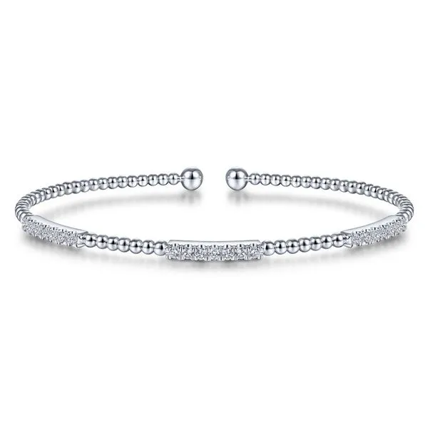 Gabriel & Co. 14K White Gold Bujukan Diamond Station Bangle Toner Jewelers Overland Park, KS