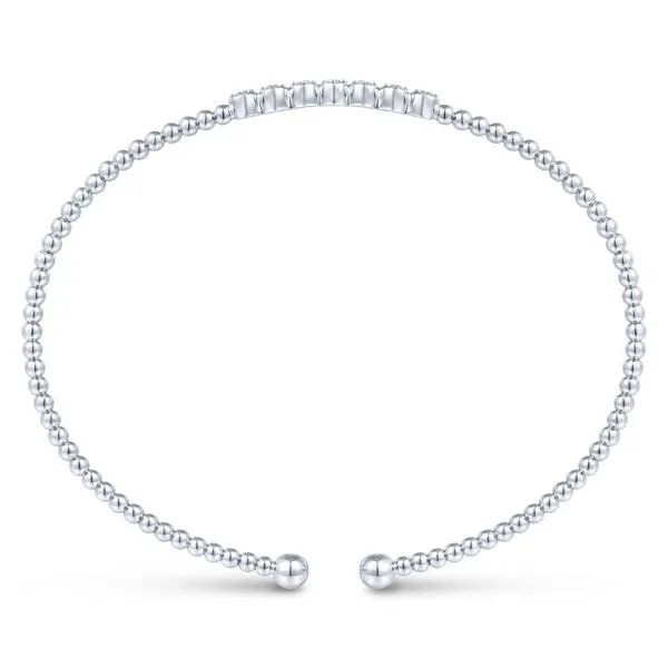 Gabriel & Co. 14K White Gold Bujukan Bead and Cluster Diamond Bangle Image 3 Toner Jewelers Overland Park, KS