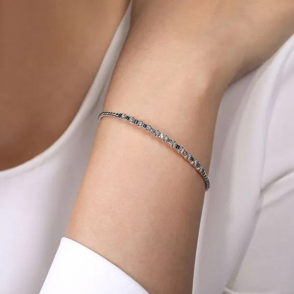 Gabriel & Co. 14K White Gold Bujukan Bead Diamond Station Cuff Bracelet Image 4 Toner Jewelers Overland Park, KS