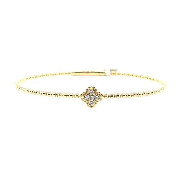 14 Karat Yellow Gold Flexible Diamond Clover Bangle Bracelet Toner Jewelers Overland Park, KS