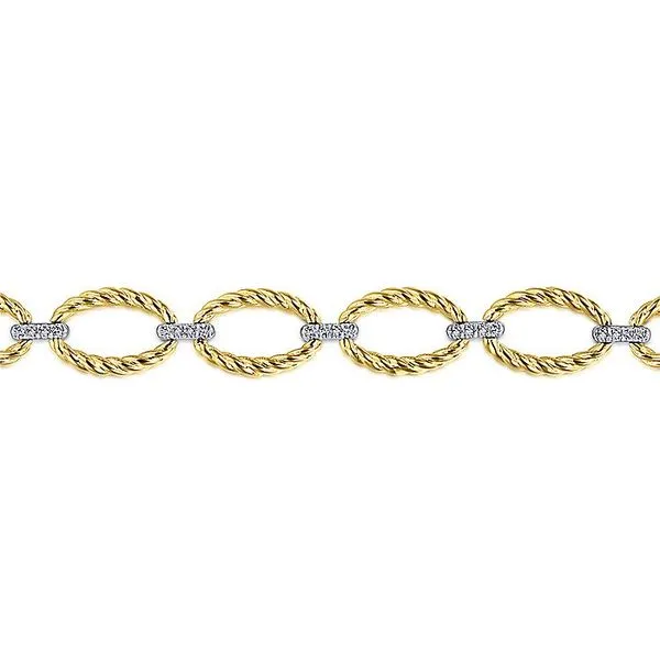 Gabriel & Co. 14K Gold Rope Link and Dimaond Connector Bracelet Image 2 Toner Jewelers Overland Park, KS