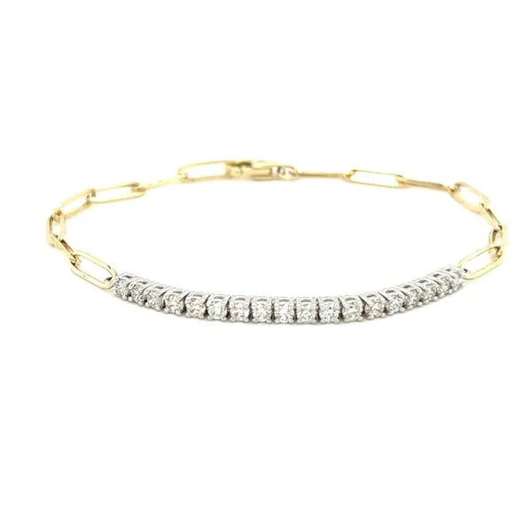 14 Karat Yellow Gold Diamond Paperclip Bracelet Toner Jewelers Overland Park, KS