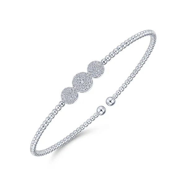 Gabriel & Co. 14K White Gold Bujukan Bead Diamond Cuff Bracelet Image 2 Toner Jewelers Overland Park, KS