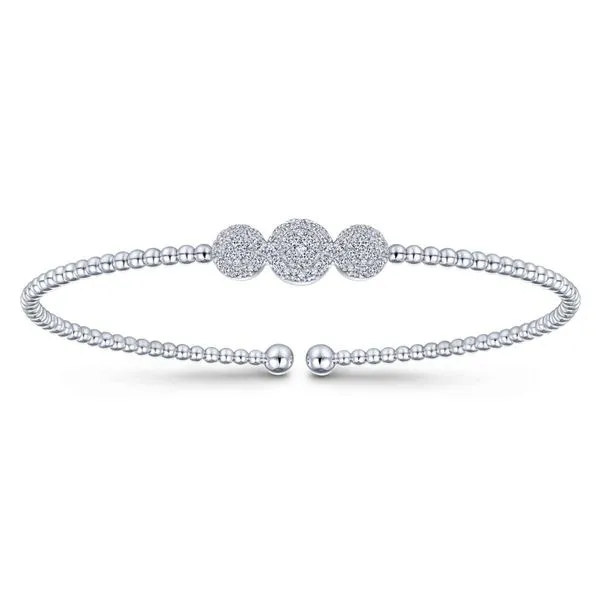 Gabriel & Co. 14K White Gold Bujukan Bead Diamond Cuff Bracelet Toner Jewelers Overland Park, KS