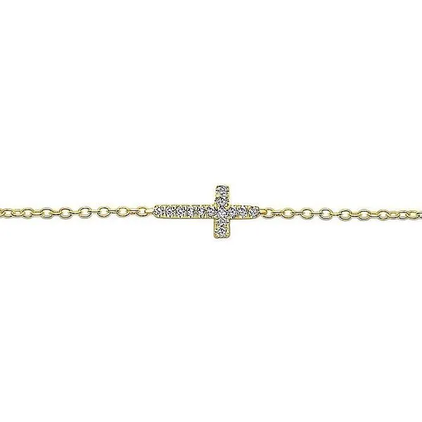 Gabriel & Co.14K Yellow Gold Diamond Cross Chain Bracelet Image 2 Toner Jewelers Overland Park, KS