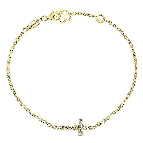 Gabriel & Co.14K Yellow Gold Diamond Cross Chain Bracelet Toner Jewelers Overland Park, KS