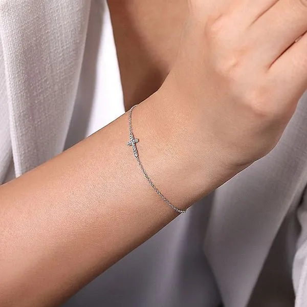 Gabriel & Co. 14K White Gold Diamond Cross Bracelet Image 3 Toner Jewelers Overland Park, KS