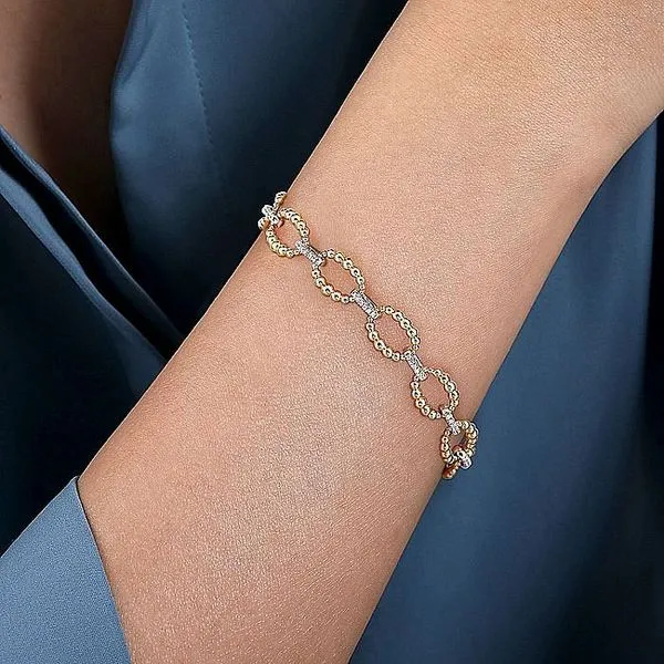 Gabriel & Co. 14K Gold Diamond Bujukan Link Tennis Bracelet Image 3 Toner Jewelers Overland Park, KS