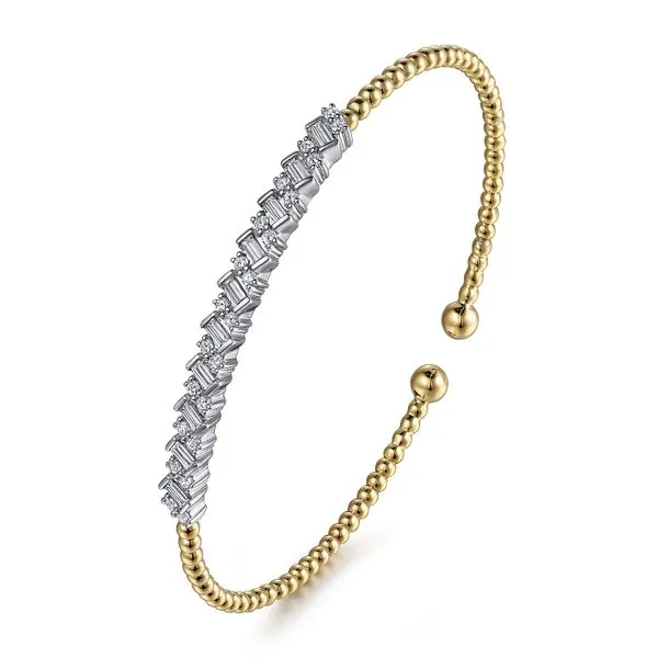 Gabriel & Co. 14K Gold Bujukan Baguette Diamond Cuff Bracelet Image 2 Toner Jewelers Overland Park, KS