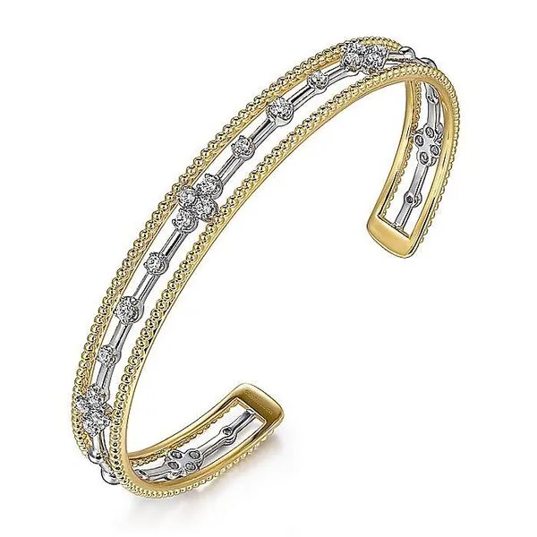 Gabriel & Co. 14K Gold Diamond Bujukan Cuff Bangle Image 2 Toner Jewelers Overland Park, KS