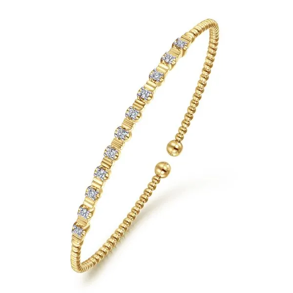 Gabriel & Co. 14k Yellow Gold Diamond Bangle Image 3 Toner Jewelers Overland Park, KS
